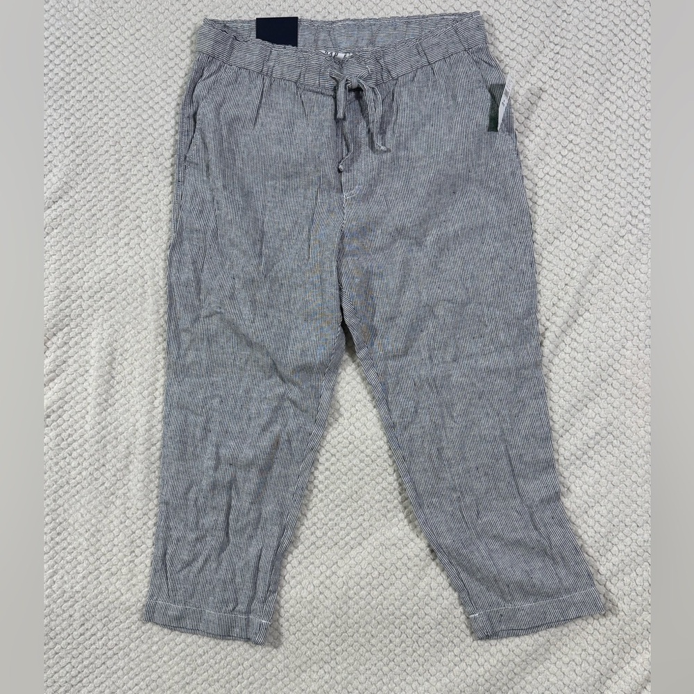NWT Gap Easy Pant Womens MP Blue White Stripe Pull On Pockets